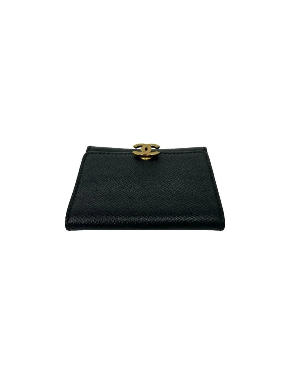Chanel Vintage CC Logo Leather Coin Purse Mini Wallet Black